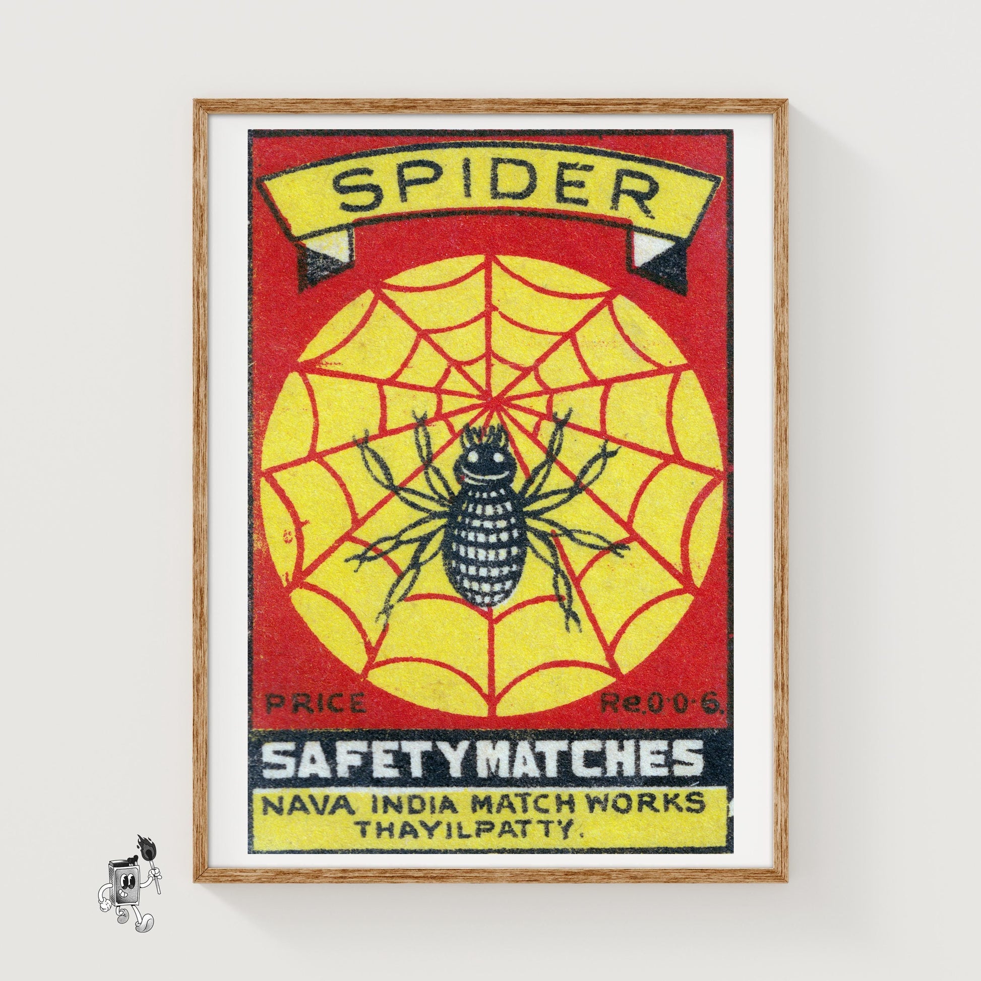 Black Spider - vintage matchbox label print