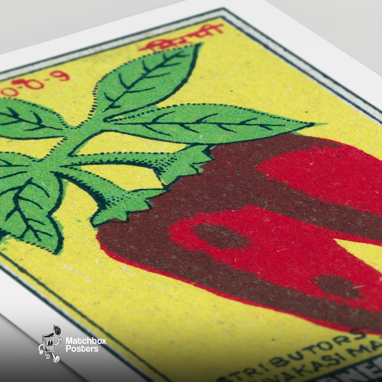 Red Chili Peppers - vintage matchbox label print - close-up detail
