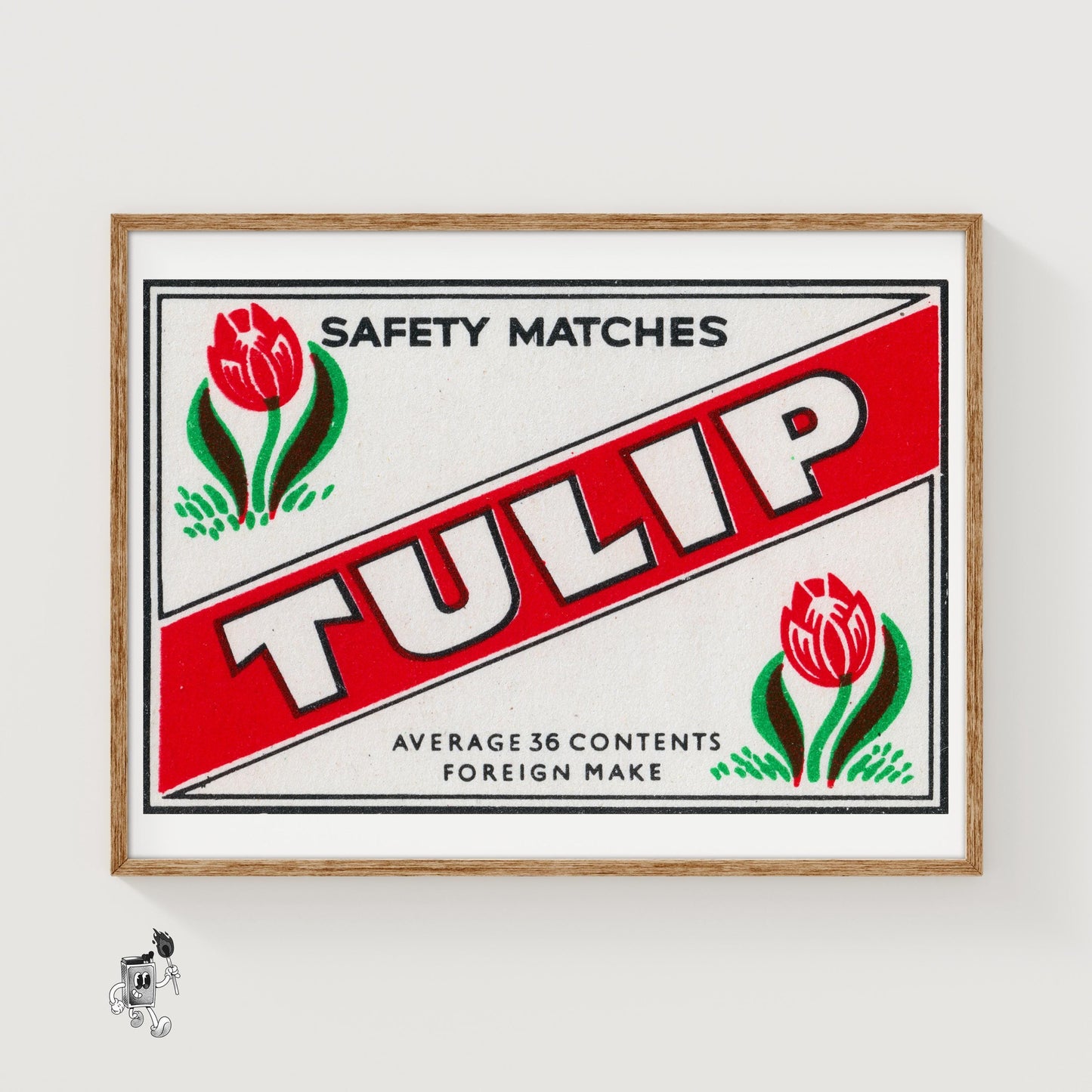 Red Tulip - vintage matchbox label print