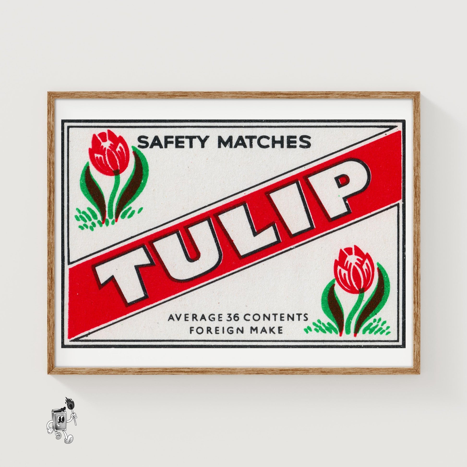 Red Tulip - vintage matchbox label print