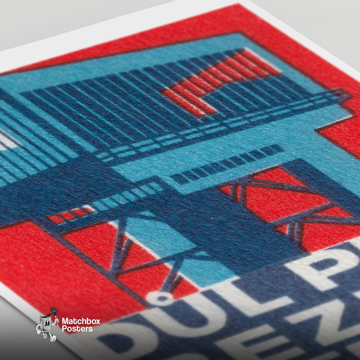 Industrial Building - vintage matchbox label print - close-up detail