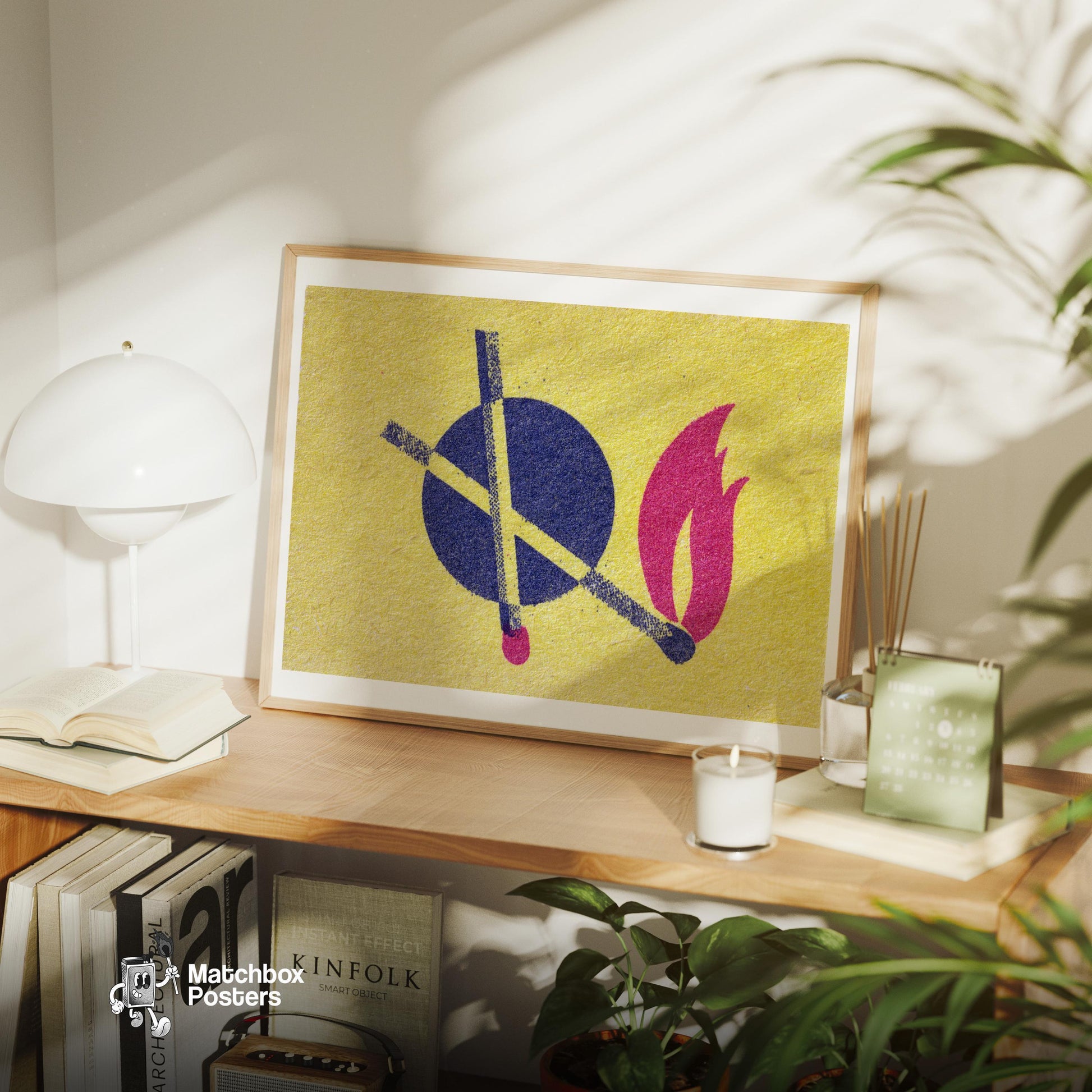 Crossed Matches - vintage matchbox label print - office wall