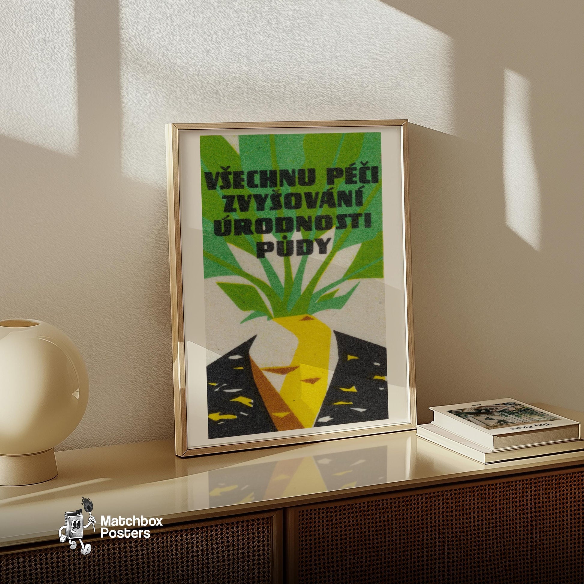 Turnip - vintage matchbox label print - size comparison