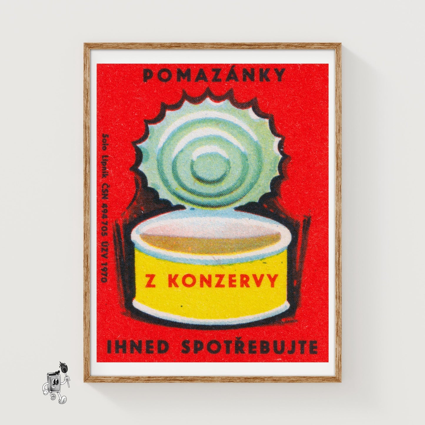 Opened Can - vintage matchbox label print
