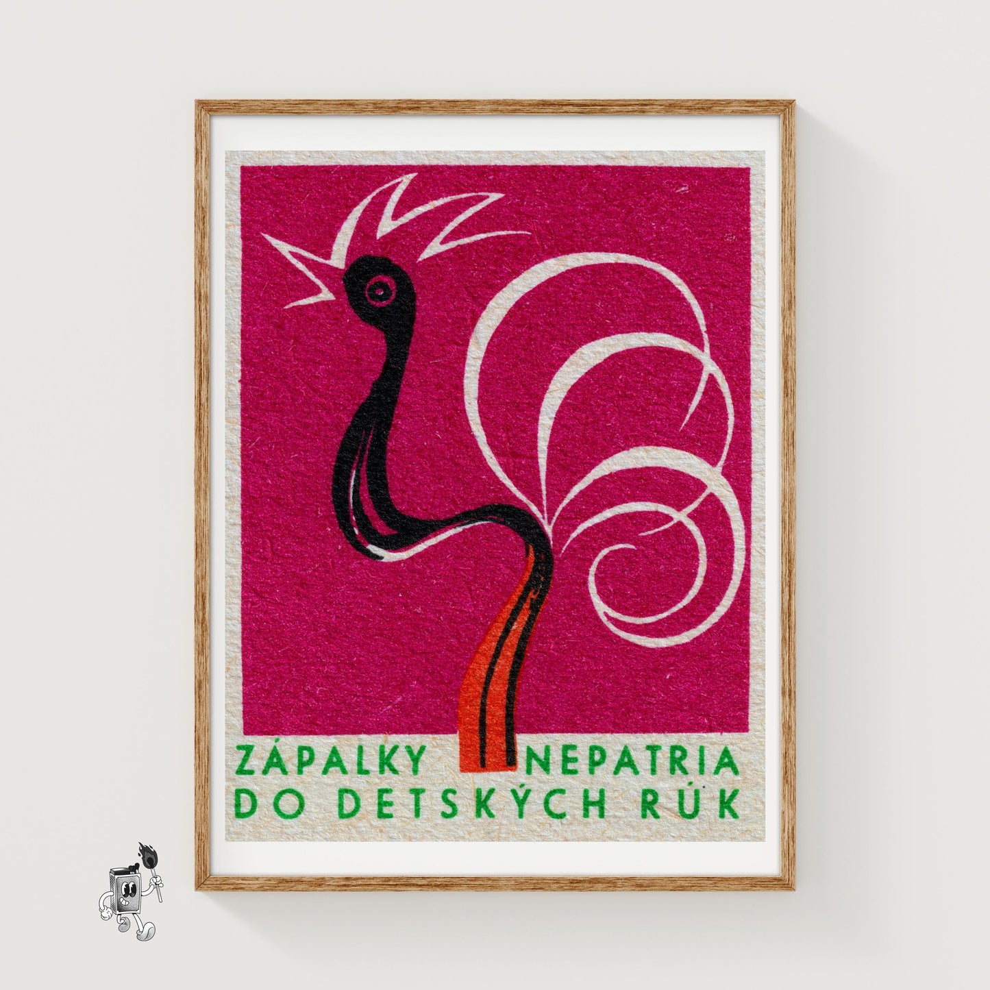 Rooster Match - vintage matchbox label print