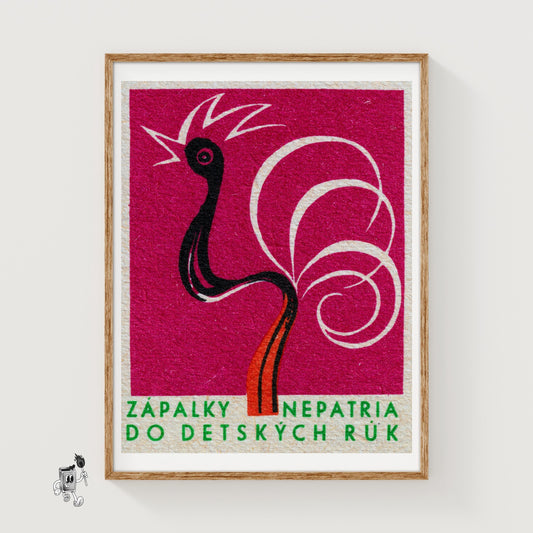 Rooster Match - vintage matchbox label print