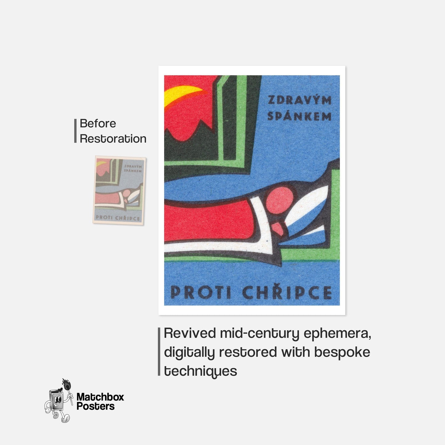 Abstract Geometric - vintage matchbox label print - framed wall art preview