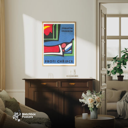 Abstract Geometric - vintage matchbox label print - living room mockup