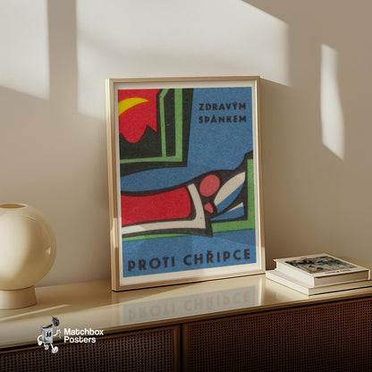 Abstract Geometric - vintage matchbox label print - size comparison
