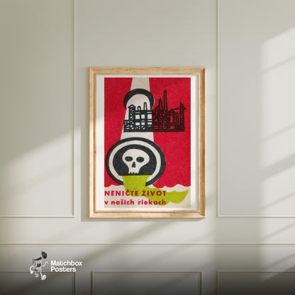 Industrial Buildings - vintage matchbox label print - bedroom mockup