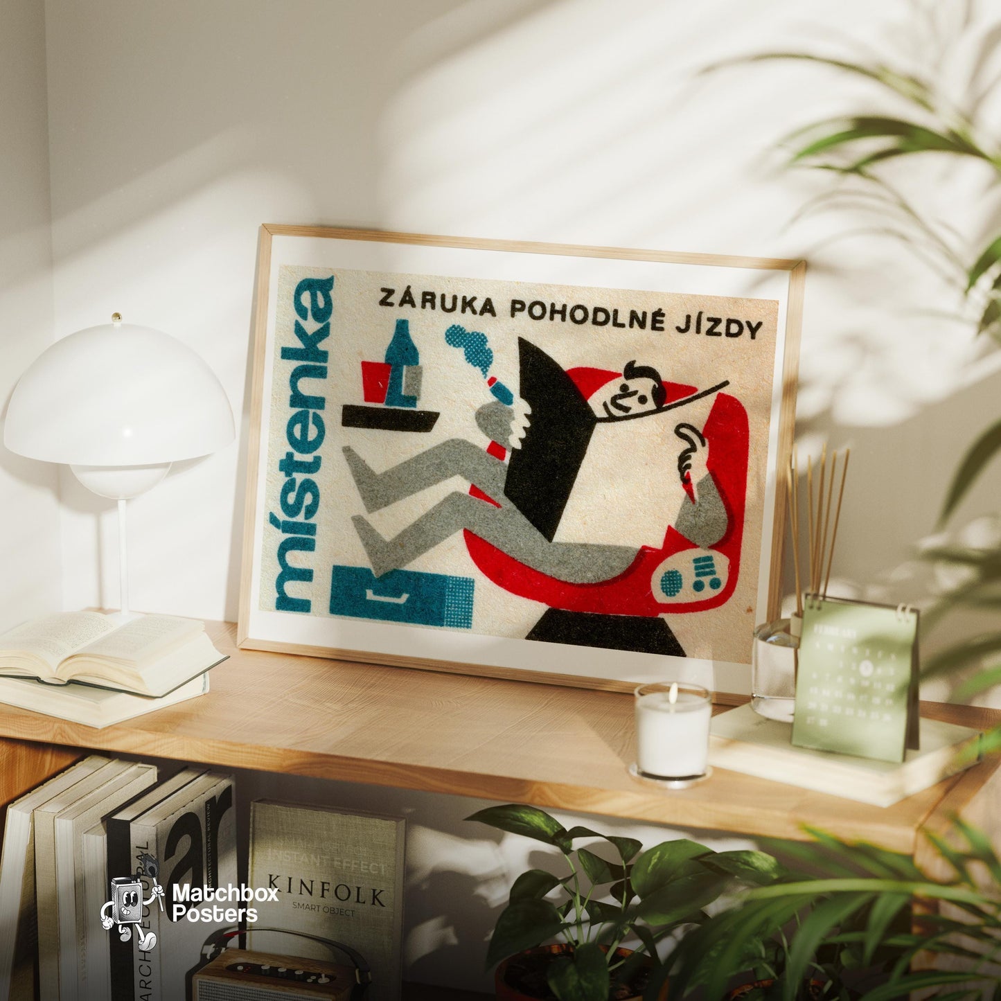 Relaxing Man - vintage matchbox label print - office wall