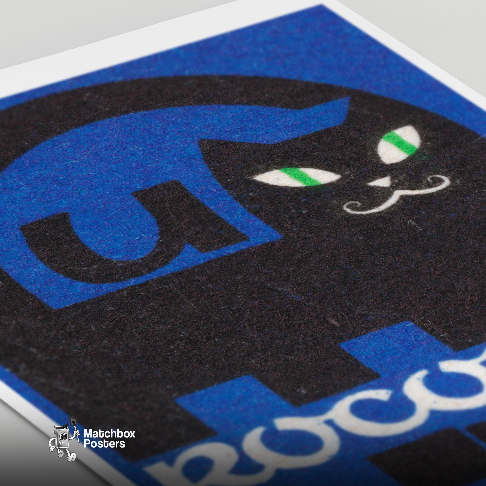 Black Cat - vintage matchbox label print - close-up detail