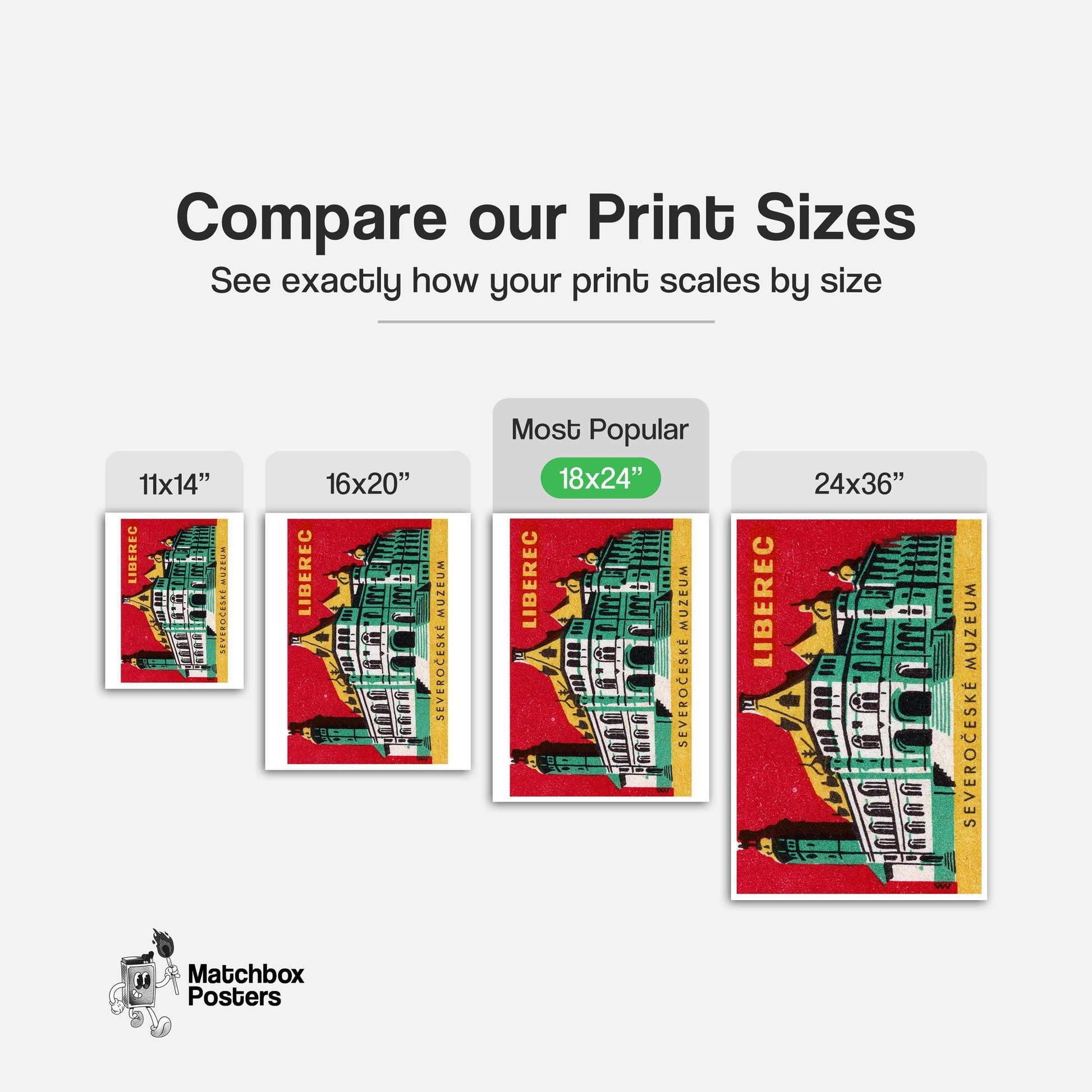 Severočeské Muzeum - vintage matchbox label print - gallery wall preview