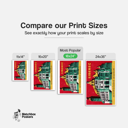 Severočeské Muzeum - vintage matchbox label print - gallery wall preview