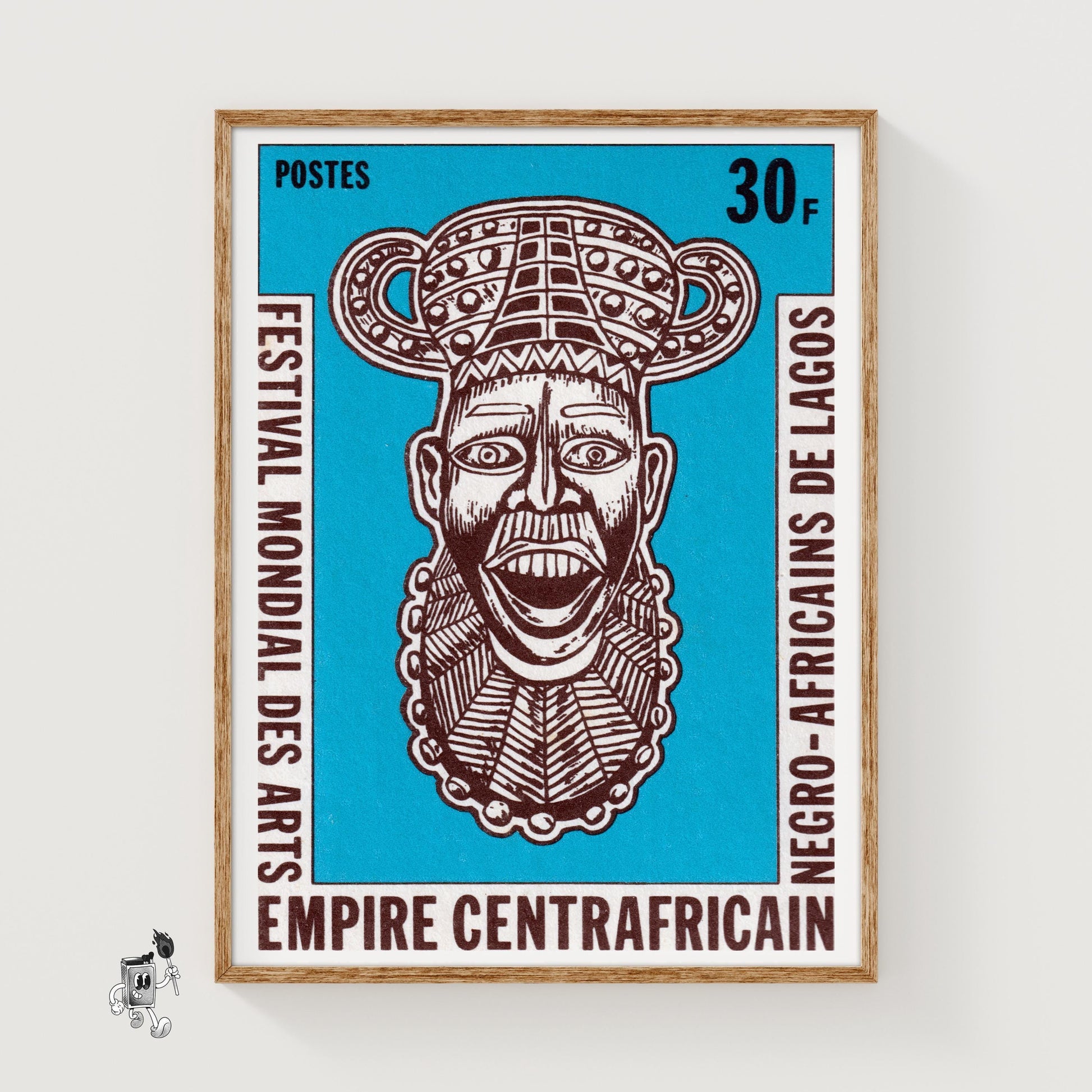 African Mask - vintage matchbox label print