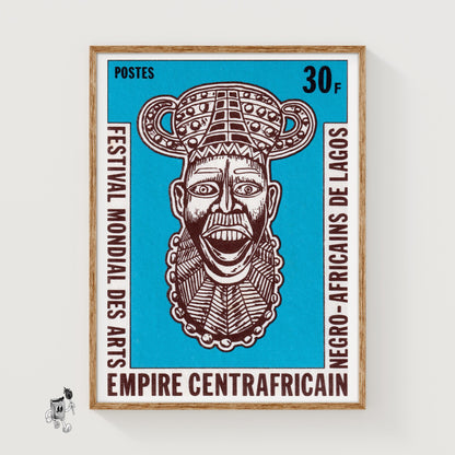 African Mask - vintage matchbox label print