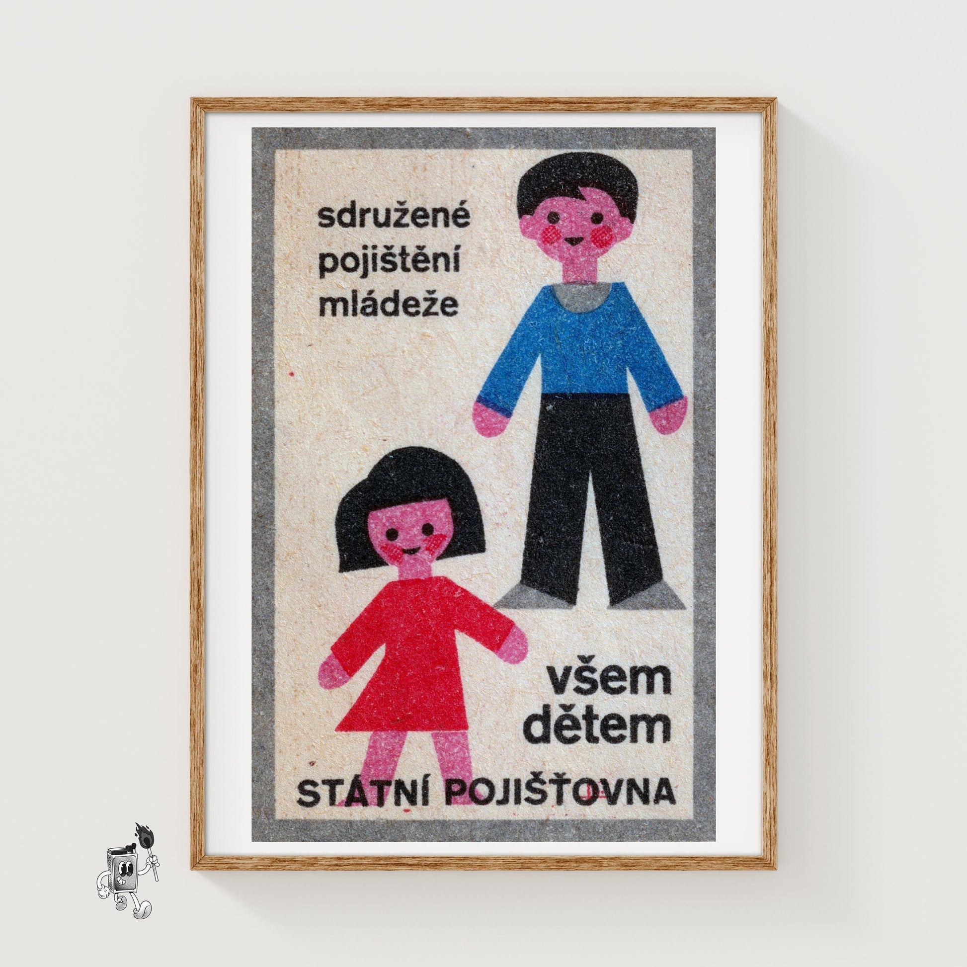 Illustration Of A Boy - vintage matchbox label print