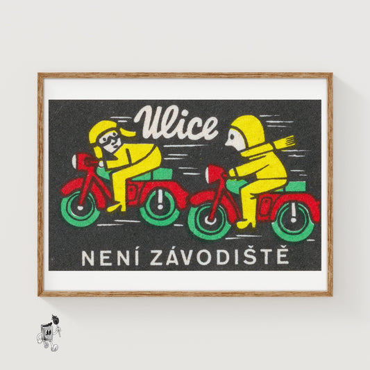 Racing Motorcycles - vintage matchbox label print