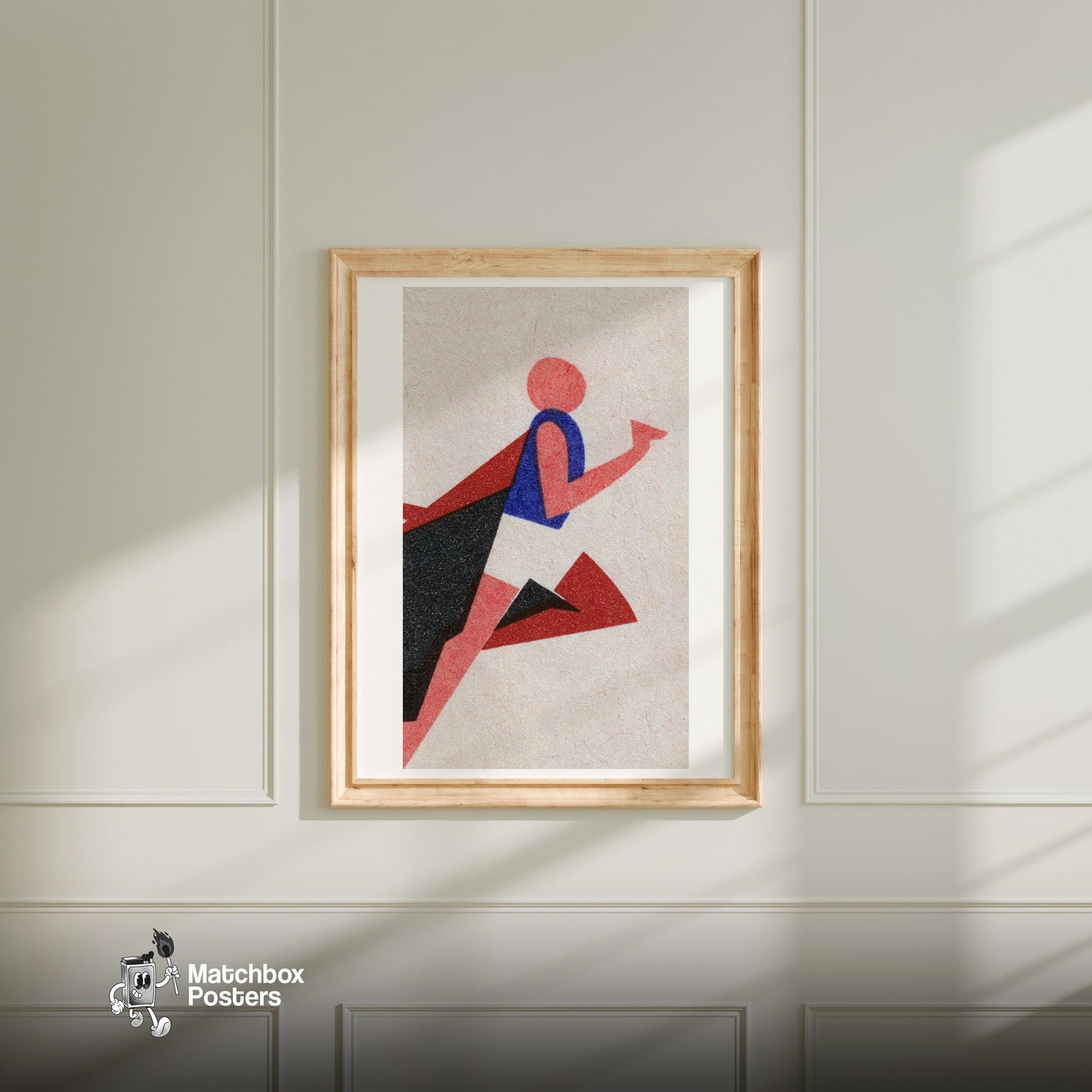 Stylized Runner - vintage matchbox label print - bedroom mockup