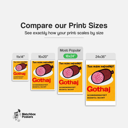 Sliced Sausage - vintage matchbox label print - gallery wall preview