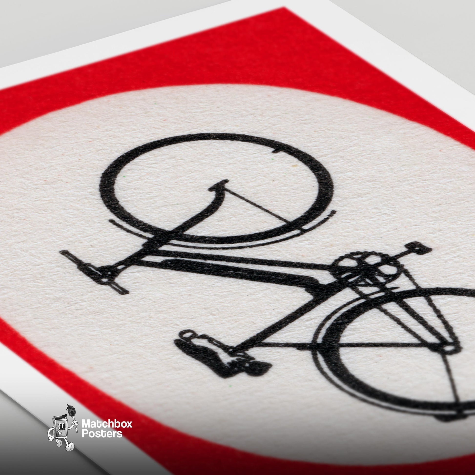 Bicycle - vintage matchbox label print - close-up detail