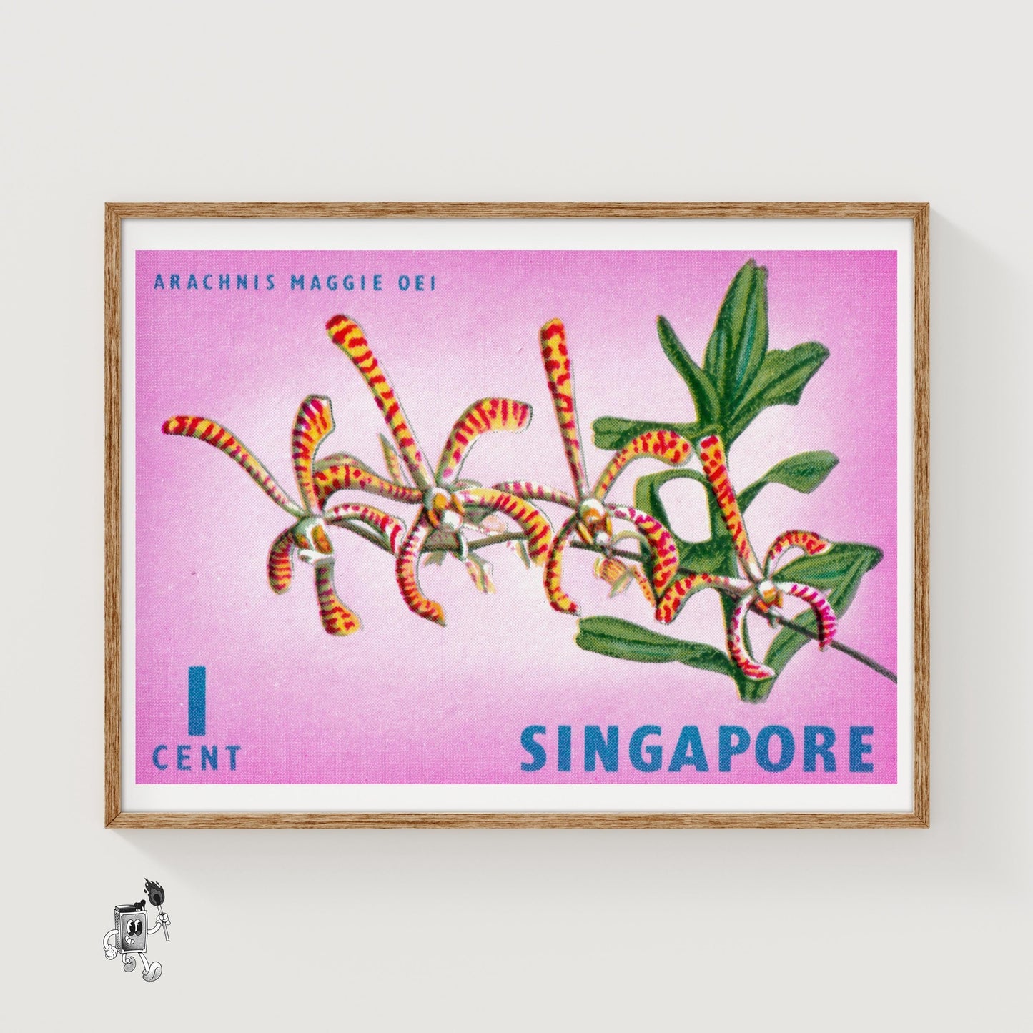 Arachnis Maggie Oei Orchid - vintage matchbox label print