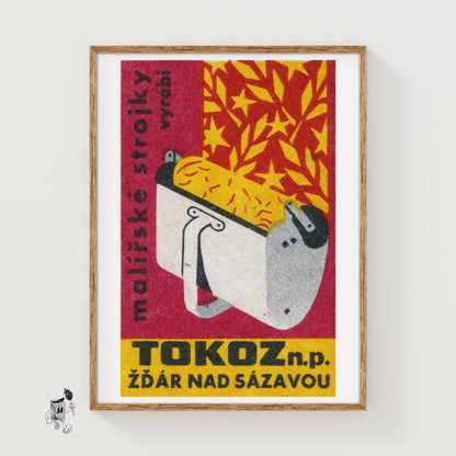 Wheat Collection Machine - vintage matchbox label print