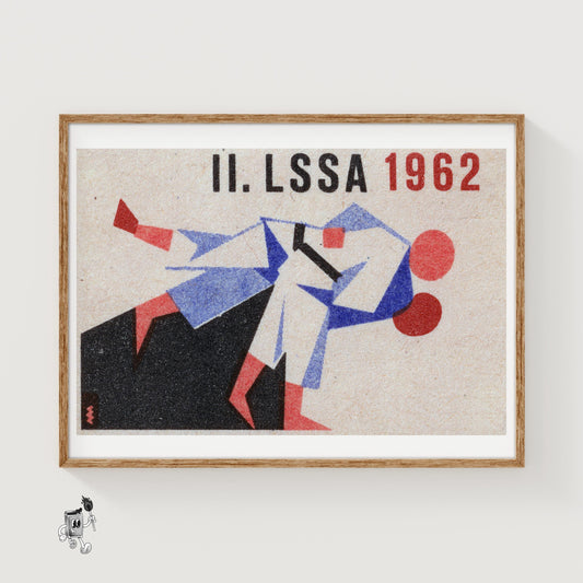 Judo Throw - vintage matchbox label print