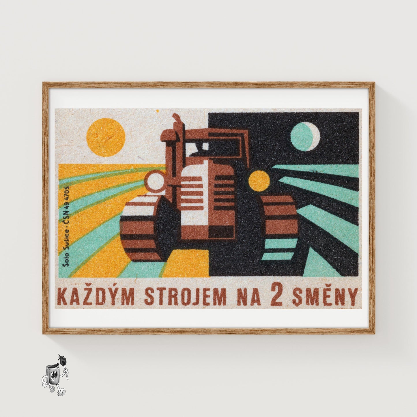 Day and Night Farming - vintage matchbox label print