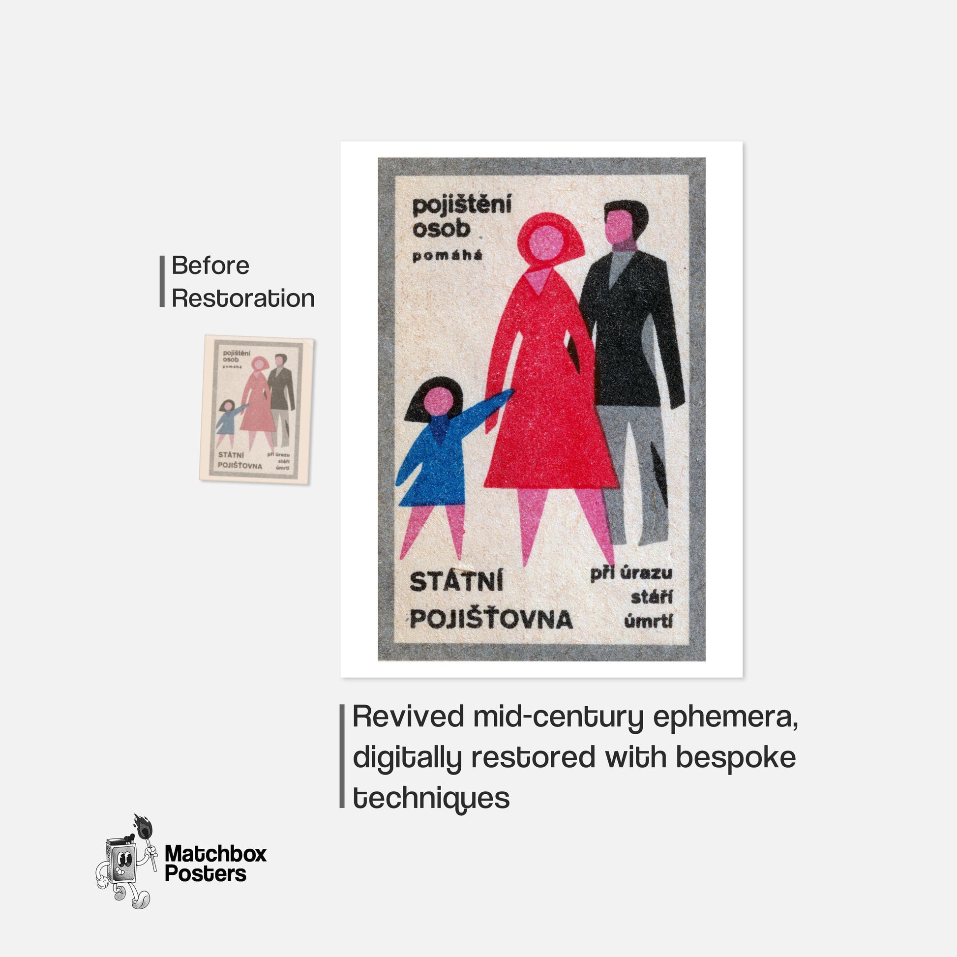 Family - vintage matchbox label print - framed wall art preview