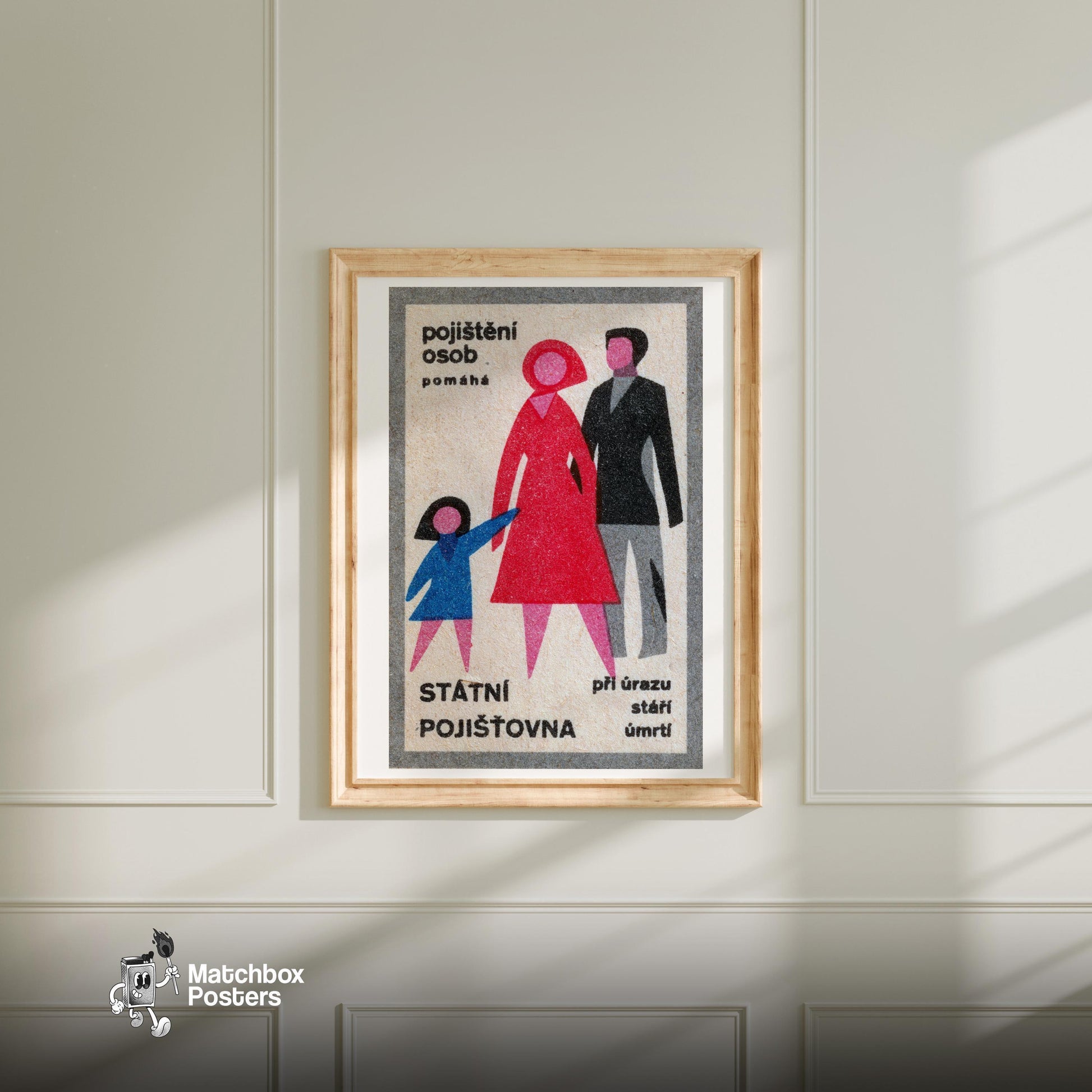 Family - vintage matchbox label print - bedroom mockup