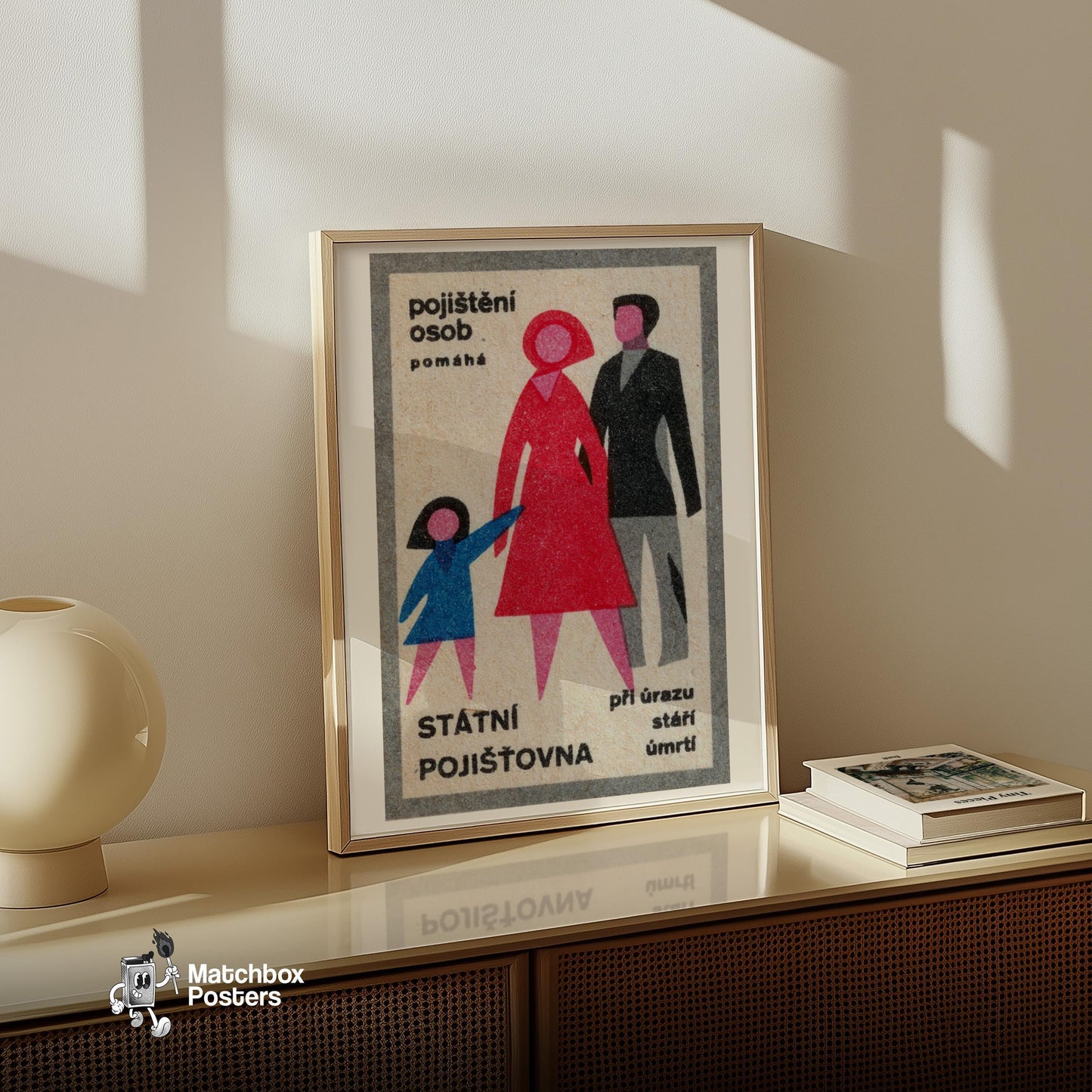 Family - vintage matchbox label print - size comparison