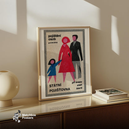 Family - vintage matchbox label print - size comparison