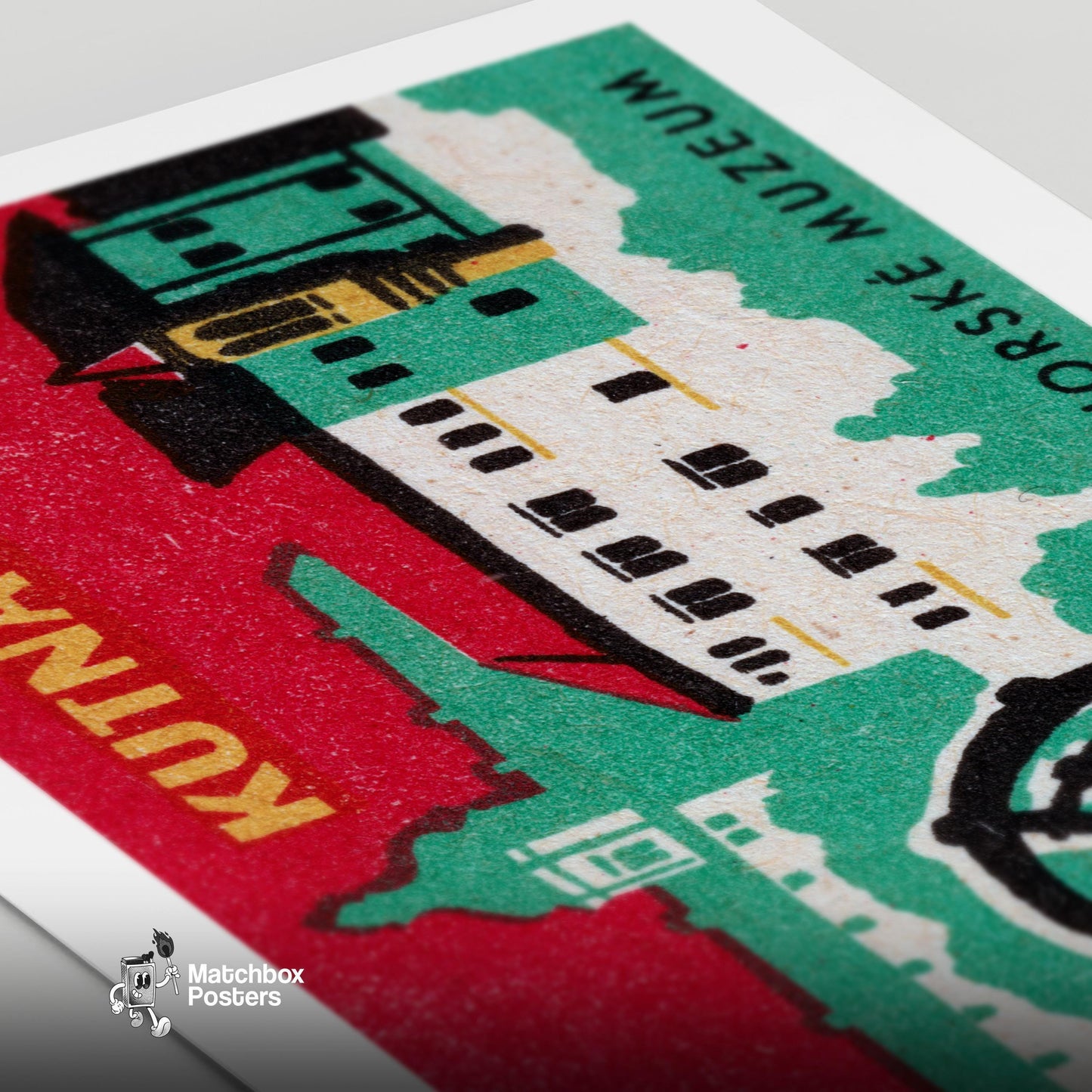 Kutná Hora Museum - vintage matchbox label print - close-up detail