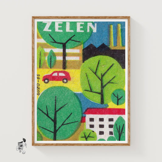 Urban Landscape - vintage matchbox label print