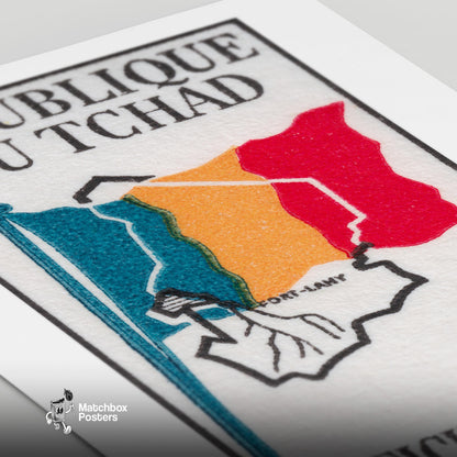 Chad Independence - vintage matchbox label print - close-up detail