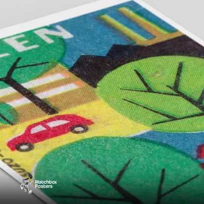 Urban Landscape - vintage matchbox label print - close-up detail