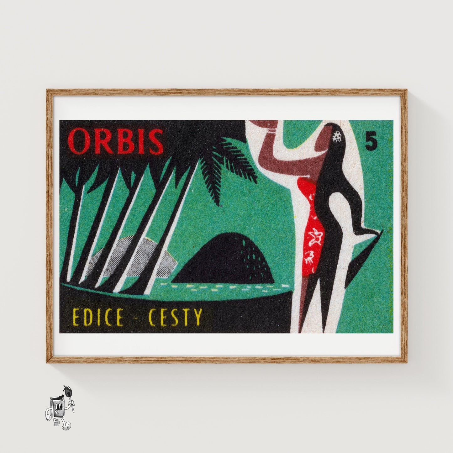 Tropical Island Woman - vintage matchbox label print