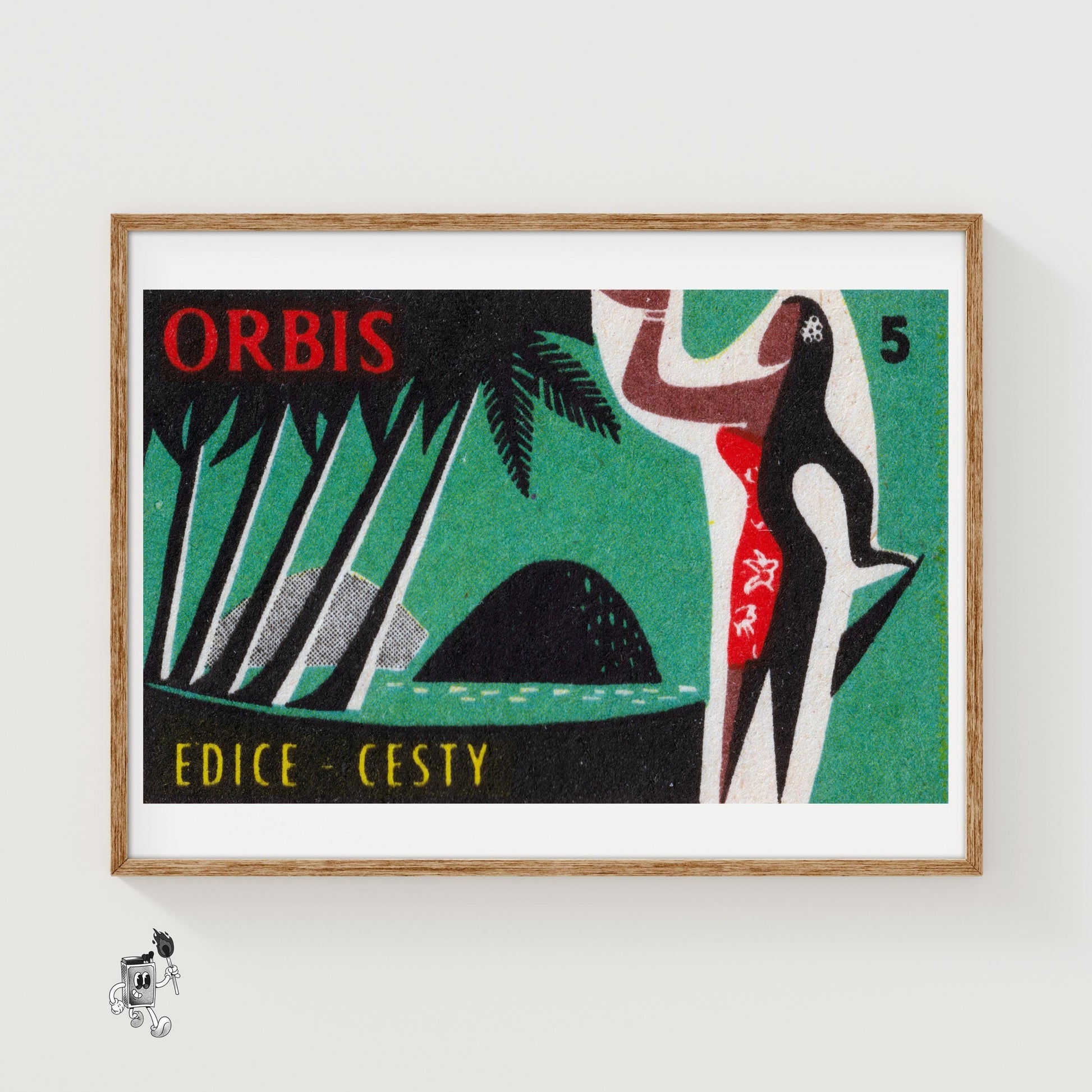 Tropical Island Woman - vintage matchbox label print