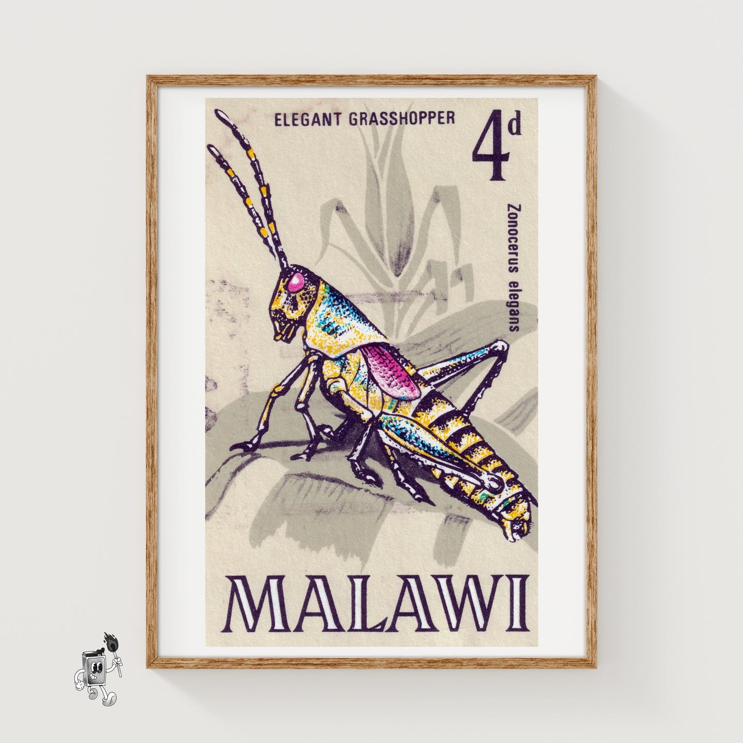 Grasshopper - vintage matchbox label print