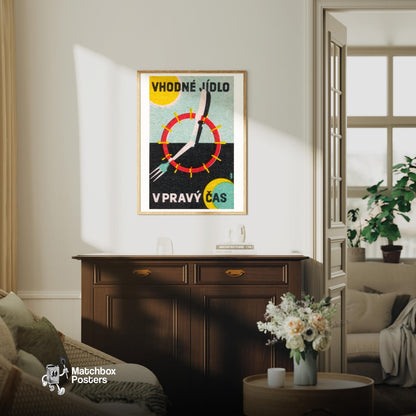 Czech Matchbox Print, Vintage Food Label - vintage matchbox label print - living room mockup