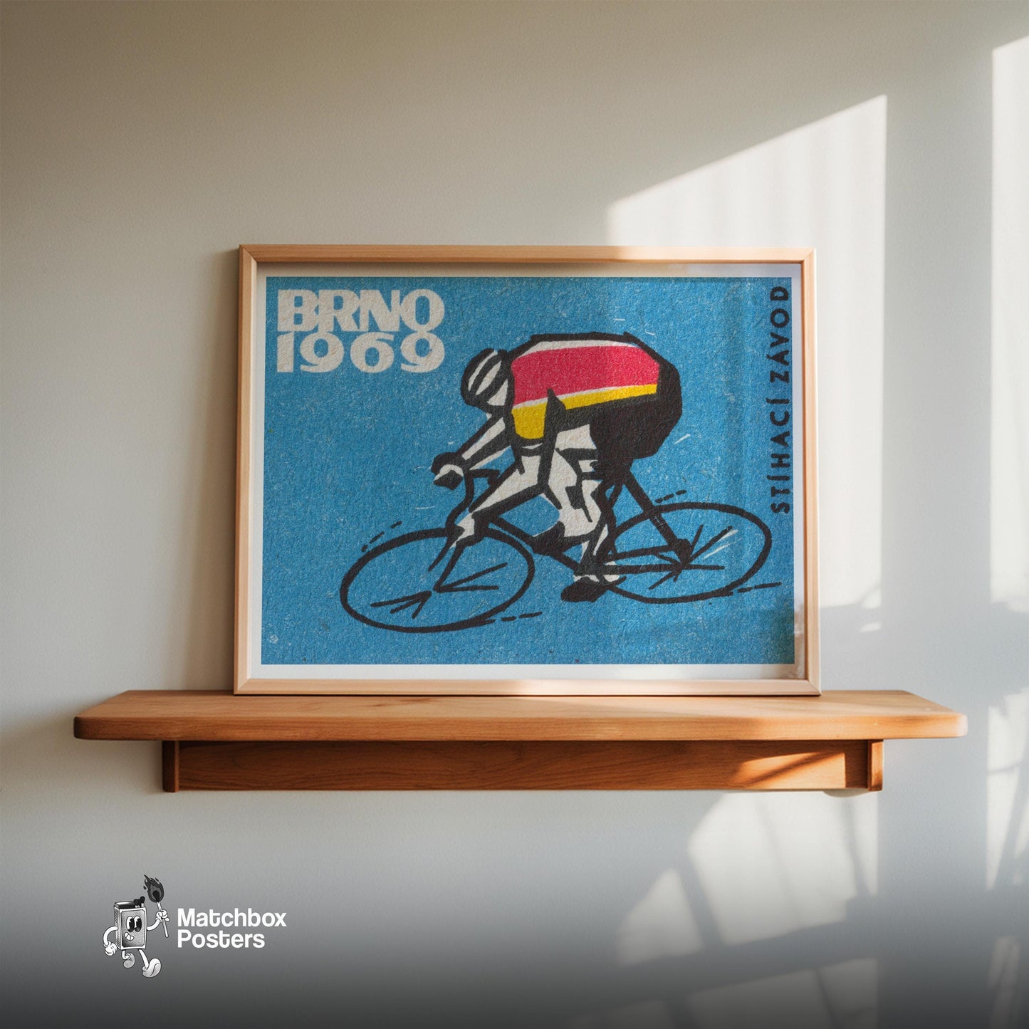 Cycling Championship - vintage matchbox label print - size comparison