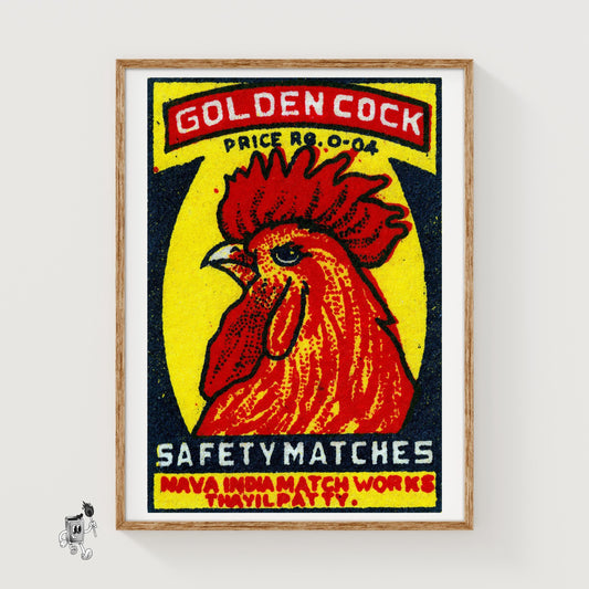 Red Rooster - vintage matchbox label print