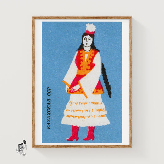 Kazakh Woman - vintage matchbox label print