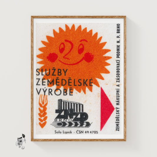 Smiling Sun - vintage matchbox label print