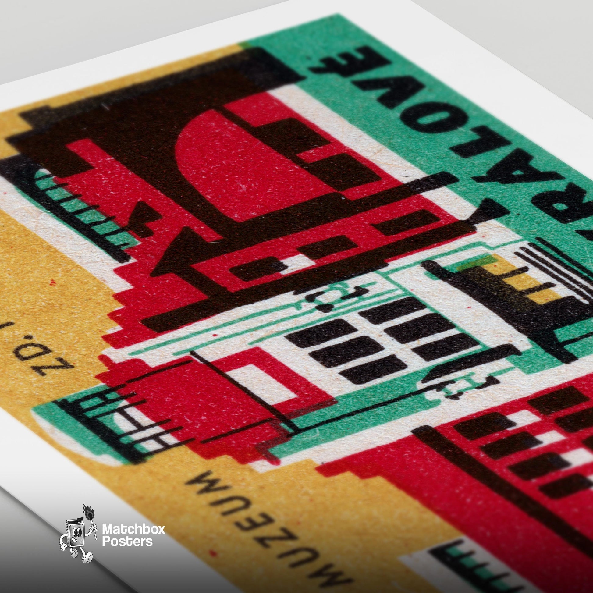 Zd Nejedleho Museum - vintage matchbox label print - close-up detail