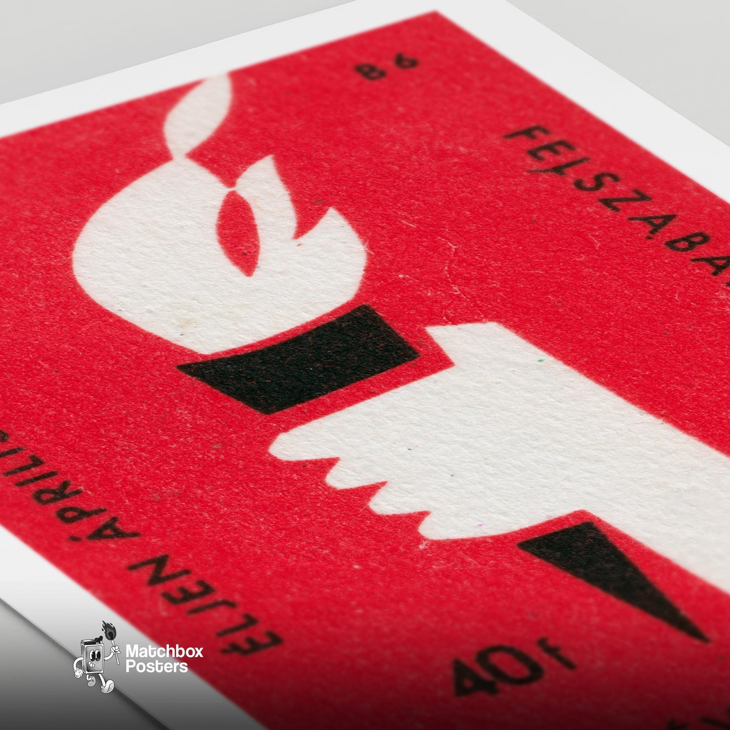 Flaming Torch - vintage matchbox label print - close-up detail