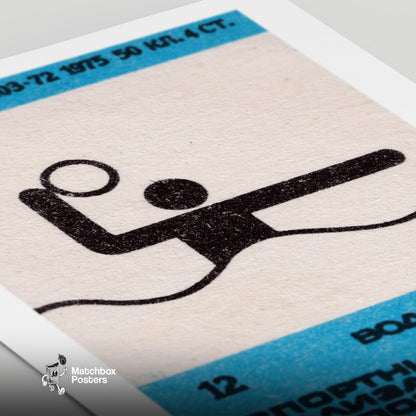 Stylized Figure Playing Water Polo - vintage matchbox label print - close-up detail