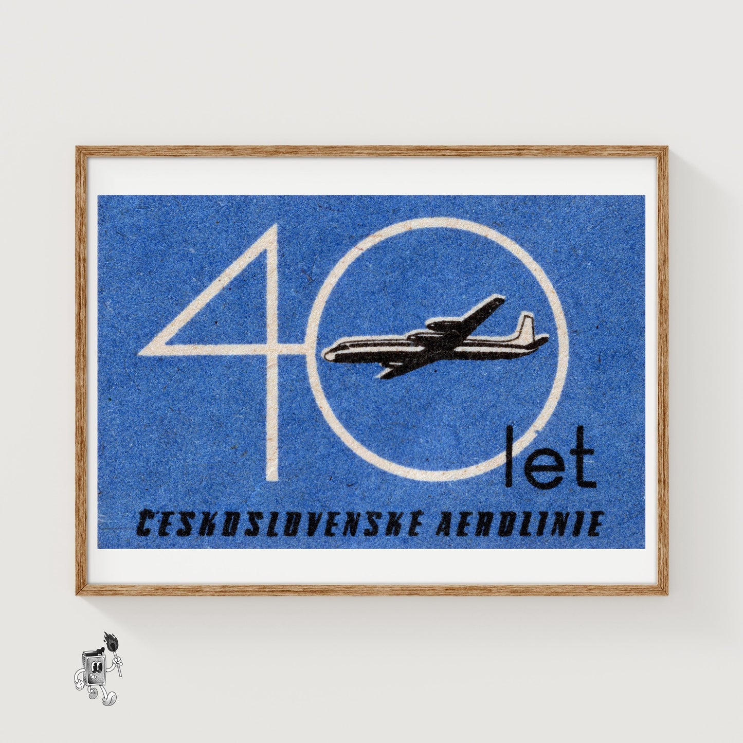 Czechoslovak Airlines 40th Anniversary Matchbox - vintage matchbox label print
