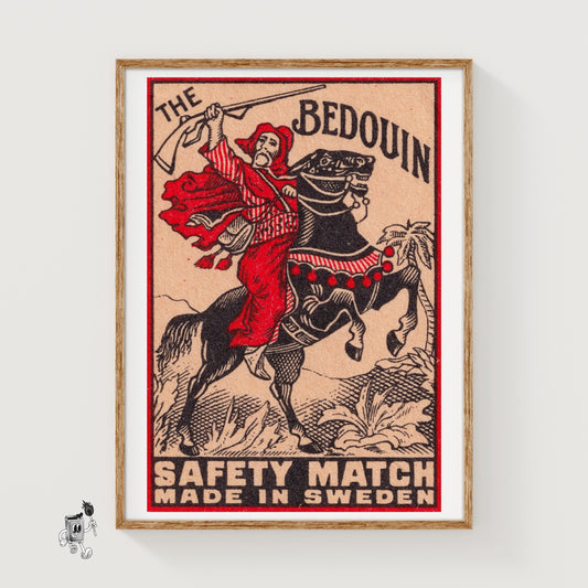 Bedouin Rider - vintage matchbox label print